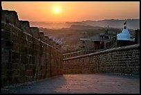 Mehrangarh Fort walls and Chamunda Devi temple. Jodhpur, Rajasthan, India ( color)