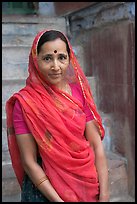 Woman in red sari. Jodhpur, Rajasthan, India