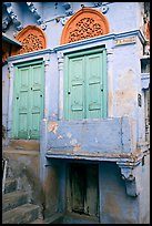 Green doors and blue walls. Jodhpur, Rajasthan, India ( color)