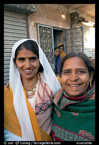 Smiling women in old street. Jodhpur, Rajasthan, India