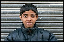 Boy with insulated jacket. Jodhpur, Rajasthan, India