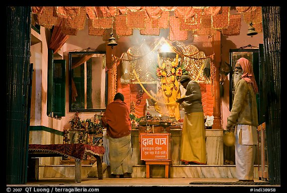 Temple altar by night. Varanasi, Uttar Pradesh, India