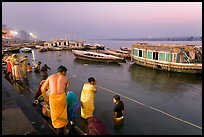 Ritual bath in the Ganga River at dawn. Varanasi, Uttar Pradesh, India ( color)