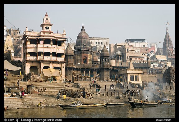 Manikarnika Ghat, the main burning ghat. Varanasi, Uttar Pradesh, India