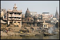 Manikarnika Ghat, the main burning ghat. Varanasi, Uttar Pradesh, India (color)