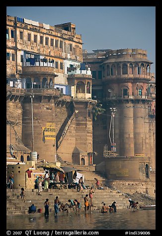 Towers and steps, Ganga Mahal Ghat. Varanasi, Uttar Pradesh, India (color)