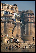 Towers and steps, Ganga Mahal Ghat. Varanasi, Uttar Pradesh, India