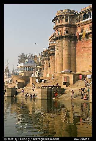Castle-like towers and steps, Ganga Mahal Ghat. Varanasi, Uttar Pradesh, India