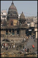 Manikarnika Ghat, the main cremation ghat. Varanasi, Uttar Pradesh, India (color)