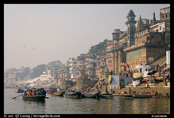 Munshi Ghat and Ganges River. Varanasi, Uttar Pradesh, India (color)