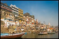 Steps of Ahilyabai Ghat and Ganges River. Varanasi, Uttar Pradesh, India (color)
