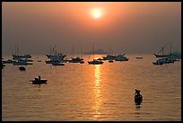Mumbai harbor, sunrise. Mumbai, Maharashtra, India (color)