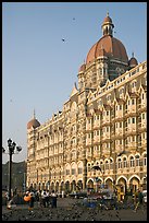 Taj Mahal Intercontinental Hotel and pigeons. Mumbai, Maharashtra, India ( color)