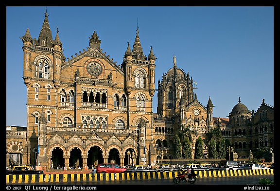 Exhuberant Gothic style of Chhatrapati Shivaji Terminus. Mumbai, Maharashtra, India