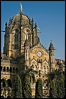 Cathedral-like Chhatrapati Shivaji Terminus main tower. Mumbai, Maharashtra, India (color)