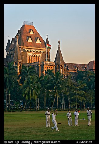 Cricket players and high court. Mumbai, Maharashtra, India (color)