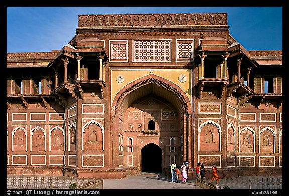 Gate of Jehangiri Mahal, Agra Fort. Agra, Uttar Pradesh, India (color)