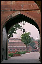 Gate and Moti Masjid in background, Agra Fort. Agra, Uttar Pradesh, India (color)