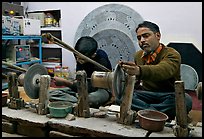 Men polishing marble. Agra, Uttar Pradesh, India ( color)