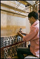 Man making a carpet. Agra, Uttar Pradesh, India ( color)