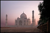 Mausoleum at sunrise, Taj Mahal. Agra, Uttar Pradesh, India (color)