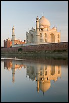Taj Mahal and Jawab reflected in Yamuna River. Agra, Uttar Pradesh, India