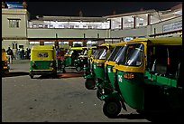 Auto-rickshaws in front of train station. Agra, Uttar Pradesh, India ( color)