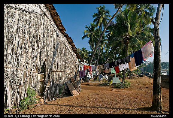 Laundry and beachfront hut, Dona Paula. Goa, India