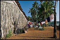 Laundry and beachfront hut, Dona Paula. Goa, India ( color)