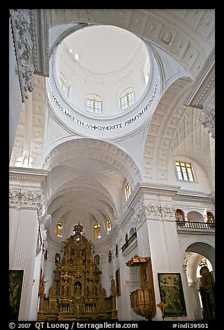 Inside dome of Church of St Cajetan, Old Goa. Goa, India