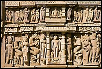 Sculptures, Parsvanatha temple, Eastern Group. Khajuraho, Madhya Pradesh, India
