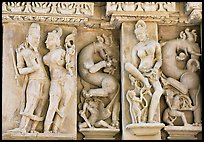 Scultpural details, Parsvanatha temple, Eastern Group. Khajuraho, Madhya Pradesh, India