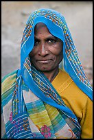 Elderly woman with head scarf. Khajuraho, Madhya Pradesh, India ( color)