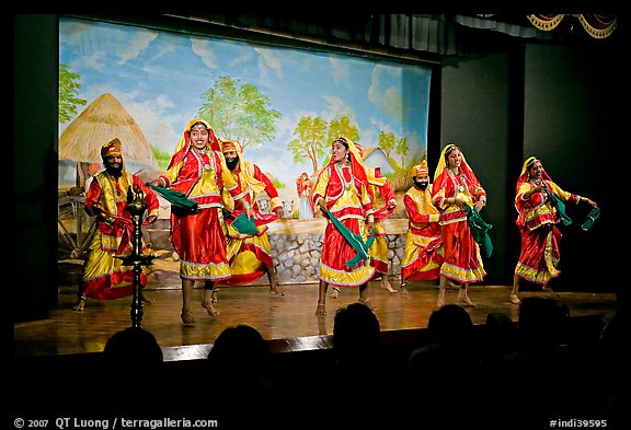 Folksdance performed on Kandariya art and culture show stage. Khajuraho, Madhya Pradesh, India (color)