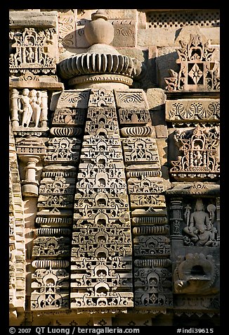 Temple decor detail, Lakshmana temple. Khajuraho, Madhya Pradesh, India (color)