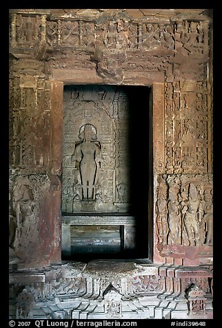 Inner sanctum (garbhagriha) of Lakshmana temple. Khajuraho, Madhya Pradesh, India