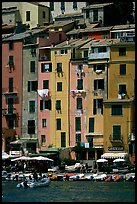Pastel-colored houses and harbor, Porto Venere. Liguria, Italy