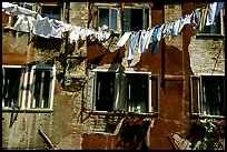 Hanging Laundry and walls, Castello. Venice, Veneto, Italy (color)