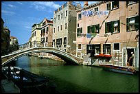 Bridge spanning a canal, Castello. Venice, Veneto, Italy (color)