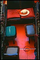 Empty gondola with seats and gondolier's hat. Venice, Veneto, Italy ( color)