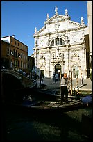 Gondola and church. Venice, Veneto, Italy