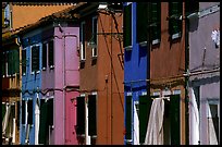 Facades of brightly painted houses, Burano. Venice, Veneto, Italy ( color)