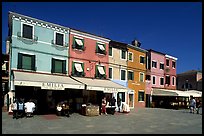 Street with brightly painted houses, Burano. Venice, Veneto, Italy ( color)