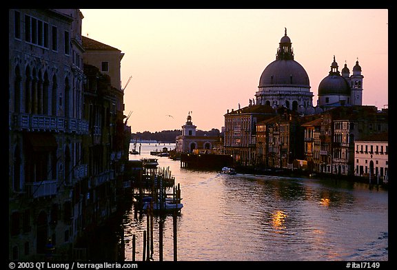 Church Santa Maria della Salute at the mouth of the Grand Canal, sunrise. Venice, Veneto, Italy