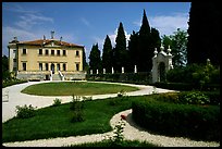 Gardnes and renaissance Villa Valmarana. Veneto, Italy (color)