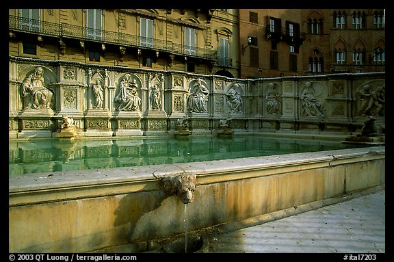 15th century Fonte Gaia (Gay Fountain) on Il Campo. Siena, Tuscany, Italy (color)
