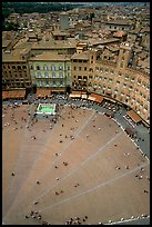 Section of medieval Piazza Del Campo seen from Torre del Mangia. Siena, Tuscany, Italy ( color)