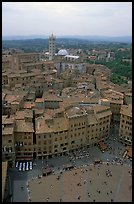 Piazza Del Campo and Duomo seen from Torre del Mangia. Siena, Tuscany, Italy ( color)