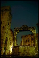 Well on Piazza della Cisterna at night. San Gimignano, Tuscany, Italy ( color)
