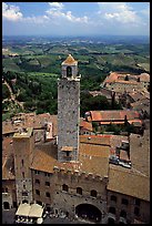 Palazzo Vechchio del Podesta (1239) seen from Torre Grossa. San Gimignano, Tuscany, Italy (color)
